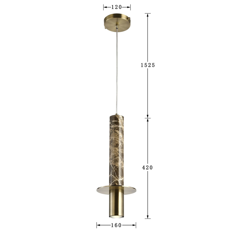 Подвесной светильник с декором под коричневый мрамор Shaw Marble Brass в Ижевске