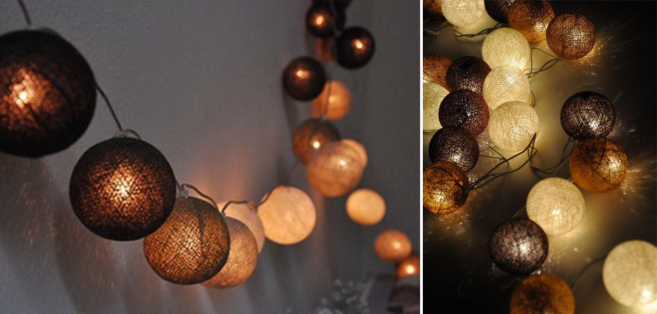 Гирлянда хлопковые фонарики Сotton Ball Brown - Loft-Concept в Ижевске