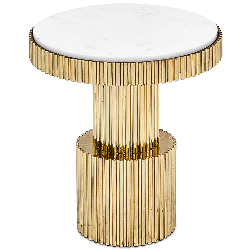 Приставной стол Brass Column Side Table Белый Латунь в Ижевске | Loft Concept 