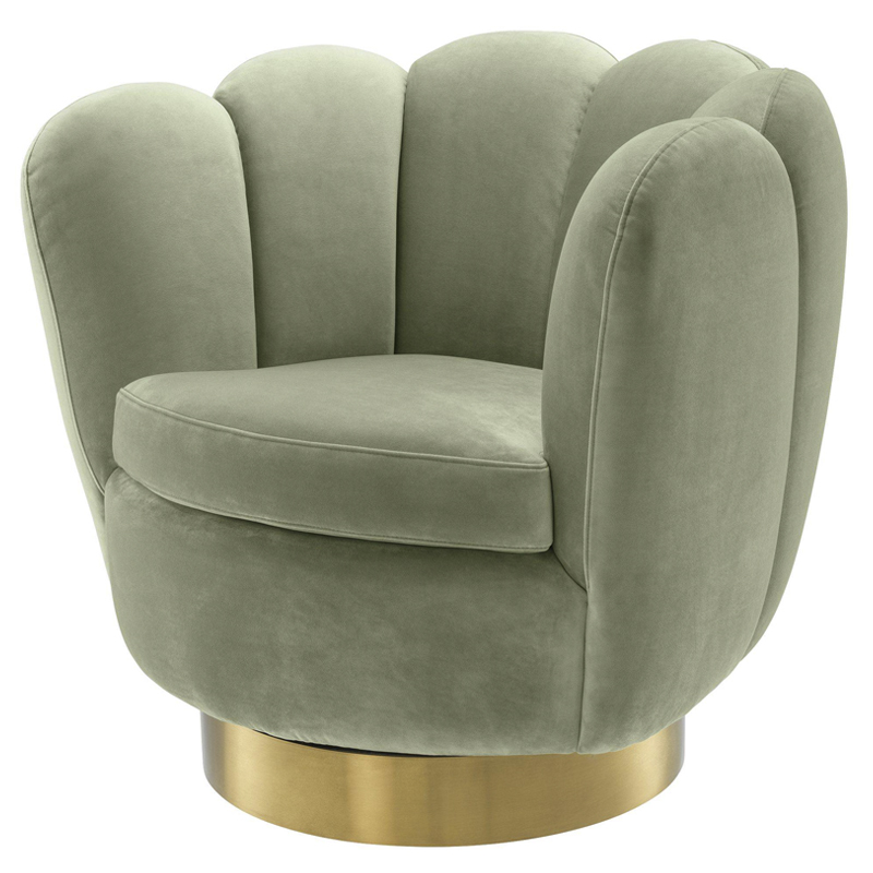 Кресло Eichholtz Swivel Chair Mirage pistache green Зеленый шалфей Матовая латунь в Ижевске | Loft Concept 