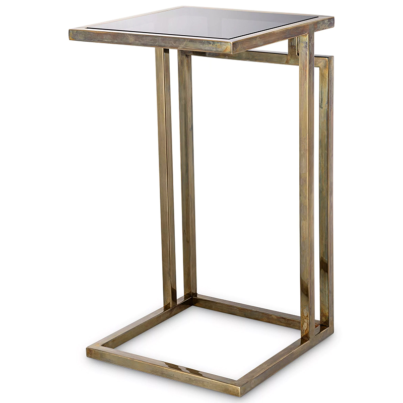 Приставной стол Eichholtz Side Table Marcus Brass Латунь Стекло Смок в Ижевске | Loft Concept 