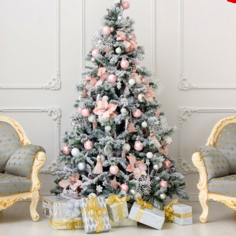 Ель Дизайнерская Розовый декор Christmas Tree Black Pink Fowers Розовый Белый Зеленый в Ижевске | Loft Concept 