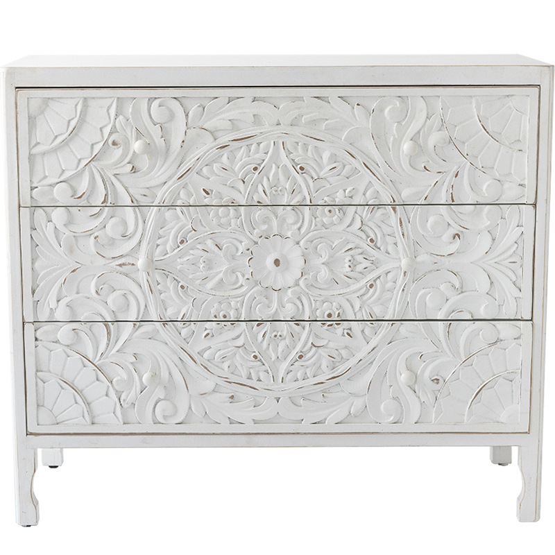 Комод с резным декорированным фасадом Matsi Provence Chest of Drawers Белый Белый в Ижевске | Loft Concept 