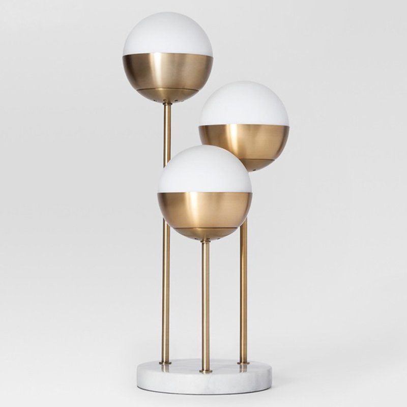 Geneva Glass Table Lamp Triple Globe Белый Латунь в Ижевске | Loft Concept 