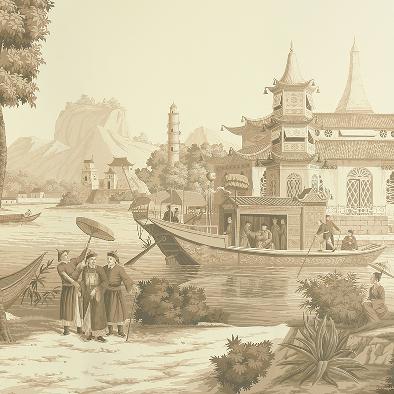 Обои ручная роспись Procession Chinoise Sepia on scenic paper  в Ижевске | Loft Concept 