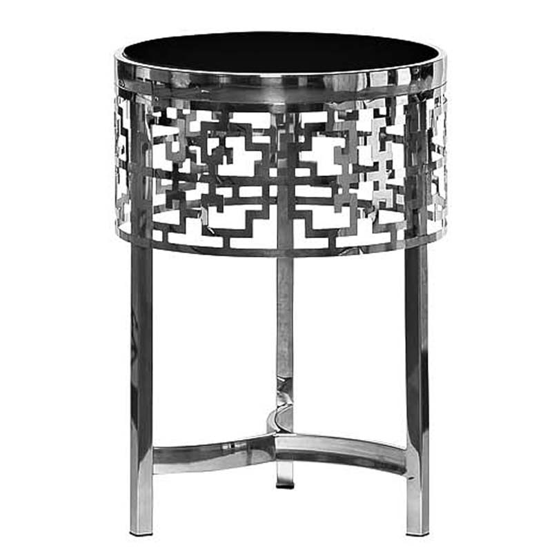 Приставной стол Yen Geometry Side Table silver 50 Серебряный в Ижевске | Loft Concept 