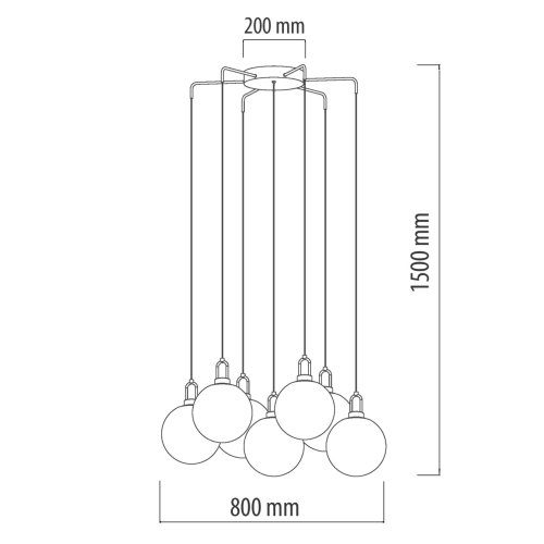 Люстра с 7-ю плафонами из прозрачного стекла в форме шара Orb Cascade  в Ижевске