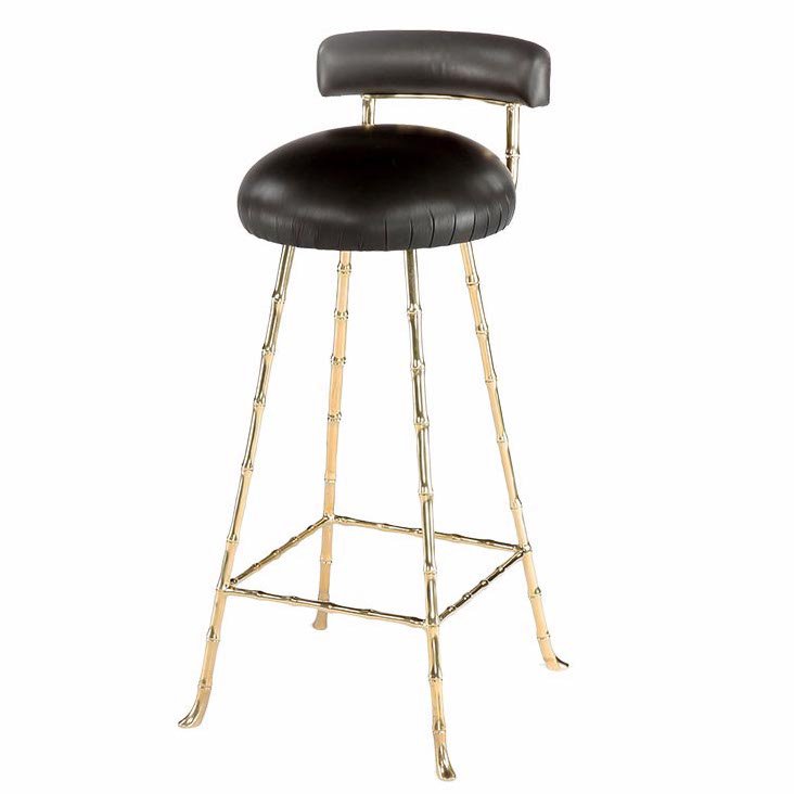 Барный стул High Upholstered Bar Stool Глянцевое золото Черный в Ижевске | Loft Concept 