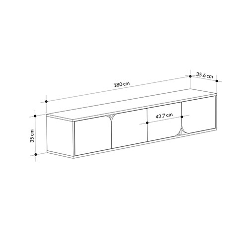 ТВ-тумба подвесная цвета древесины с 4-мя темно-серыми дверцами SPARK TV STAND OAK ANTHRACITE в Ижевске