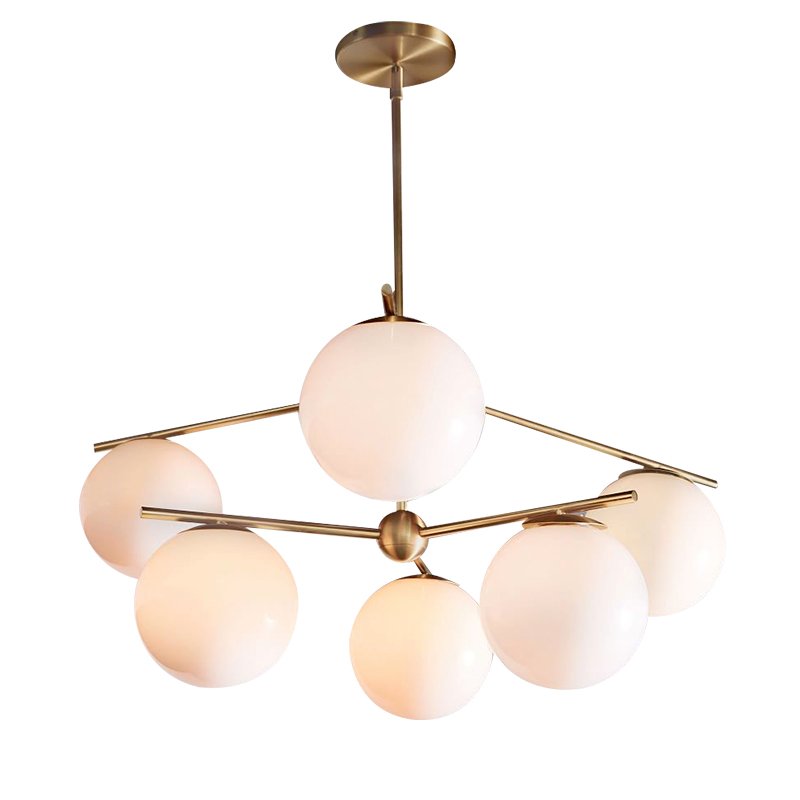 Люстра Sphere Stem 6-Light Chandelier Bronze Латунь Белый в Ижевске | Loft Concept 