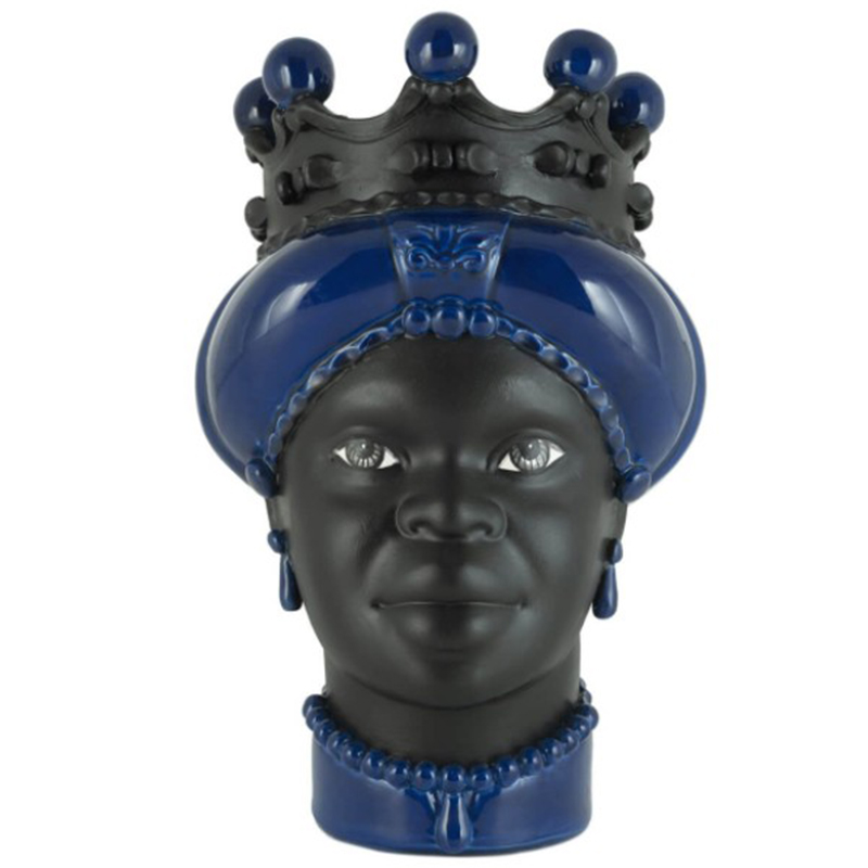 Ваза VASE MORO LADY CROWN DARK blue Черный Синий в Ижевске | Loft Concept 