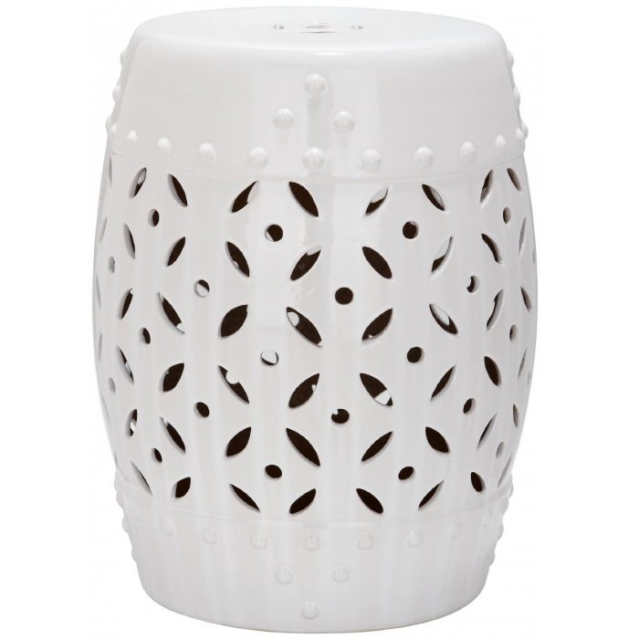 Керамический табурет Coin Lattice Garden Stool - White Белый в Ижевске | Loft Concept 