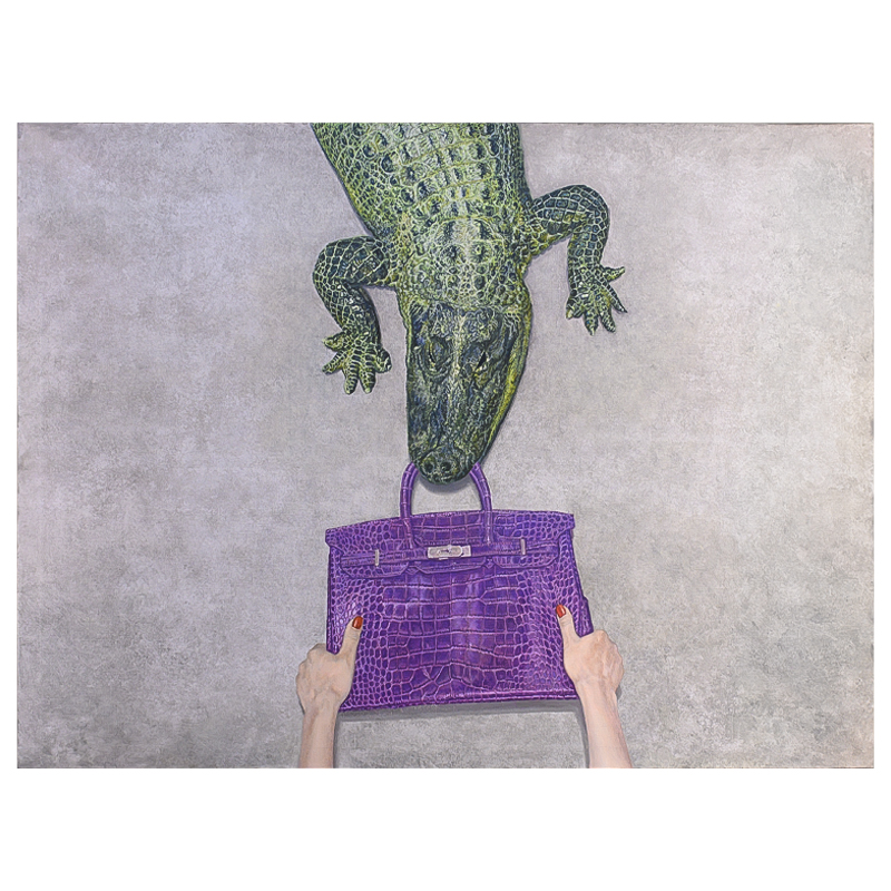 Картина Gator Birkin Hands Серый Фиолетовый Зеленый Красный в Ижевске | Loft Concept 