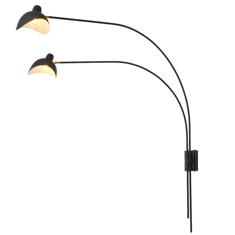 Бра Eichholtz Wall Lamp Mitch Black Черный Латунь Античная полированная в Ижевске | Loft Concept 