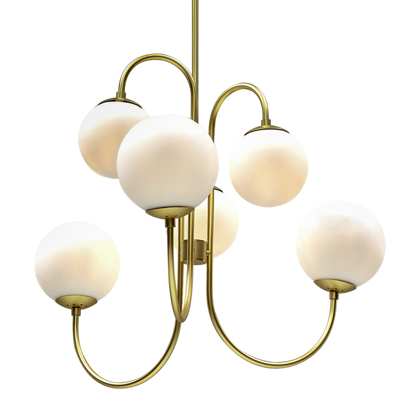 Люстра Gooseneck Pelle Gold Chandelier Белый Золотой в Ижевске | Loft Concept 