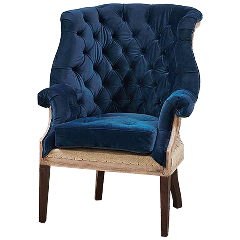 Кресло Gamilton Armchair Blue Синий Коричневый в Ижевске | Loft Concept 