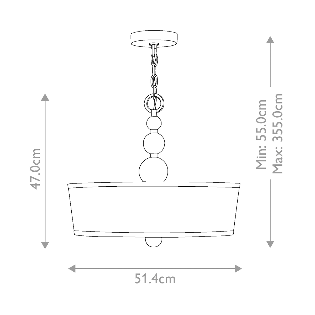 Люстра подвесная с белым тканевым цилиндрическим абажуром и декоративными шарами Hinkley в Ижевске