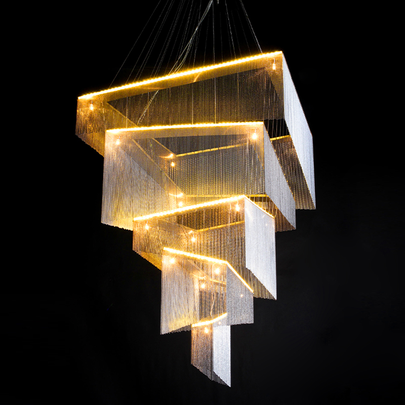 Люстра Золотые цепочки Willowlamp Geometric Storm Gold Золотой в Ижевске | Loft Concept 