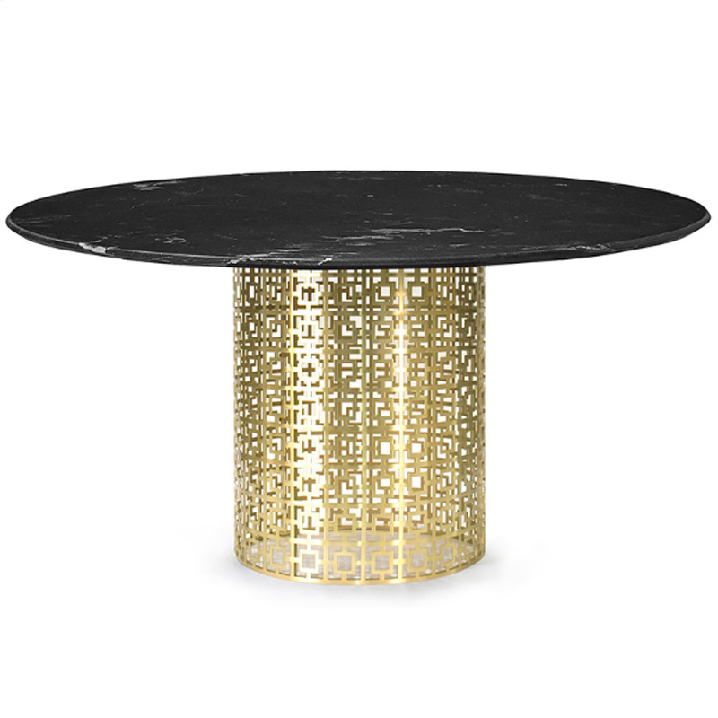 Обеденный стол Jonathan Adler Nixon Dining Table Черная столешница мрамор Золотой Черный Мрамор Nero в Ижевске | Loft Concept 