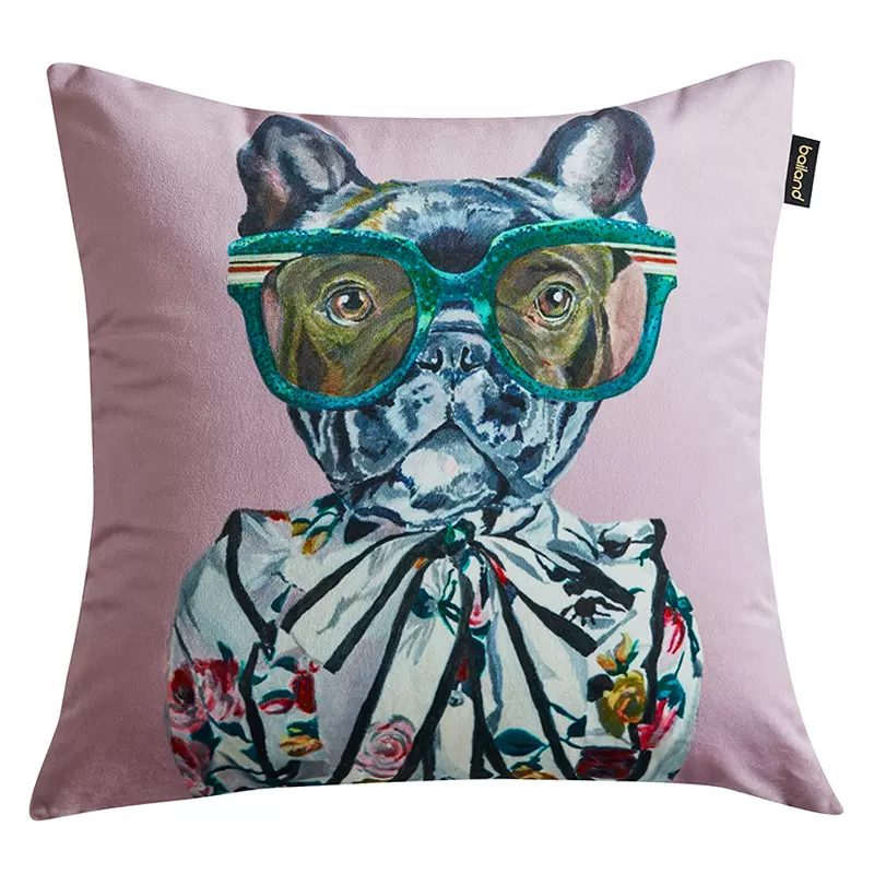 Декоративная подушка Стиль Gucci Dog Fashion Animals Cushion Lilac Мульти Сиреневый в Ижевске | Loft Concept 