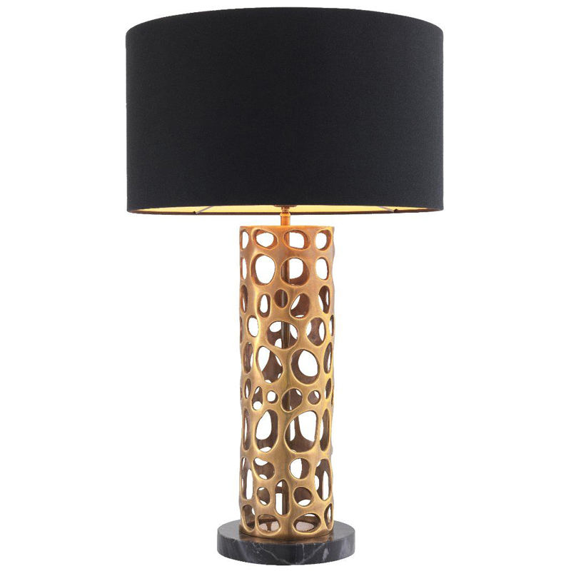 Настольная лампа Eichholtz Table Lamp Dix Brass Черный Винтажная латунь Черный Мрамор Nero Золотой в Ижевске | Loft Concept 