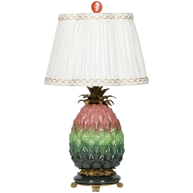 Настольная лампа с абажуром Pineapple Pink Green Table Lamp Белый Розовый Зеленый Салатовый Бронза в Ижевске | Loft Concept 