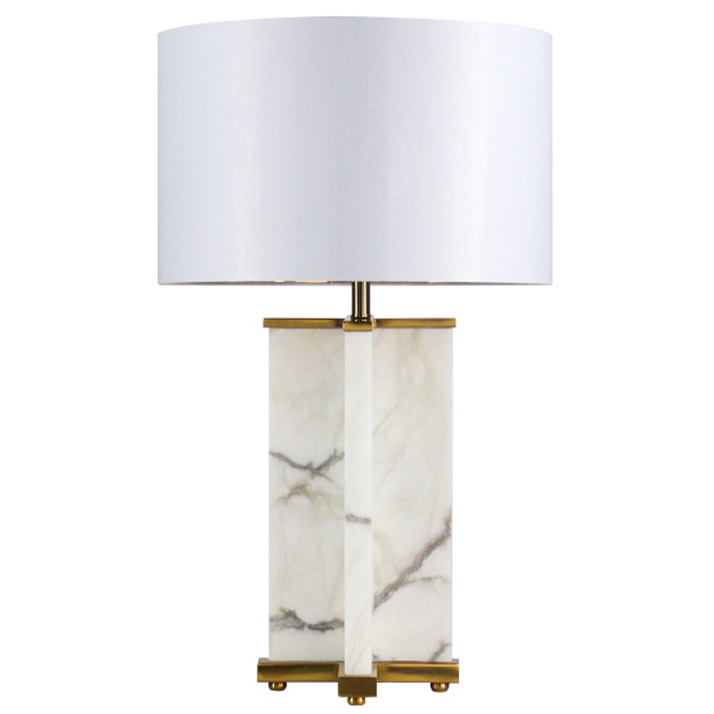 Настольная лампа Cecily Marble Table Lamp Белый Белый Мрамор Bianco Латунь в Ижевске | Loft Concept 