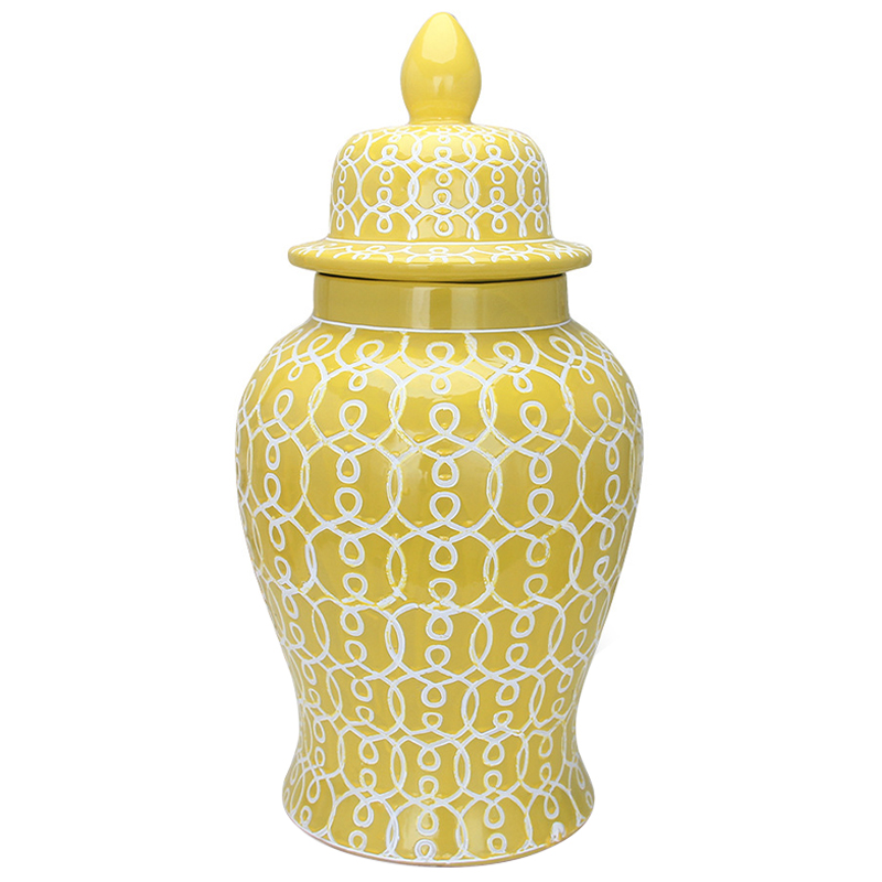 Ваза с крышкой Ceramic Yellow White Ornament Vase Желтый Белый в Ижевске | Loft Concept 