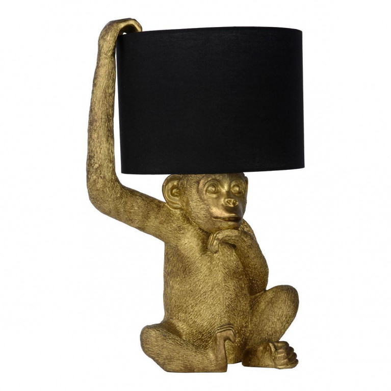 Настольная лампа с Золотой Обезьяной Monkey holding a lampshade Черный Золотой в Ижевске | Loft Concept 