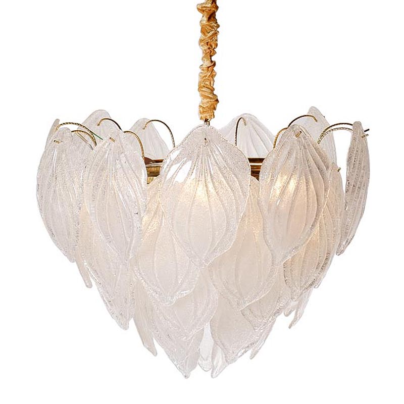 Люстра Textured Glass Chandelier Petal 8 Глянцевое золото в Ижевске | Loft Concept 