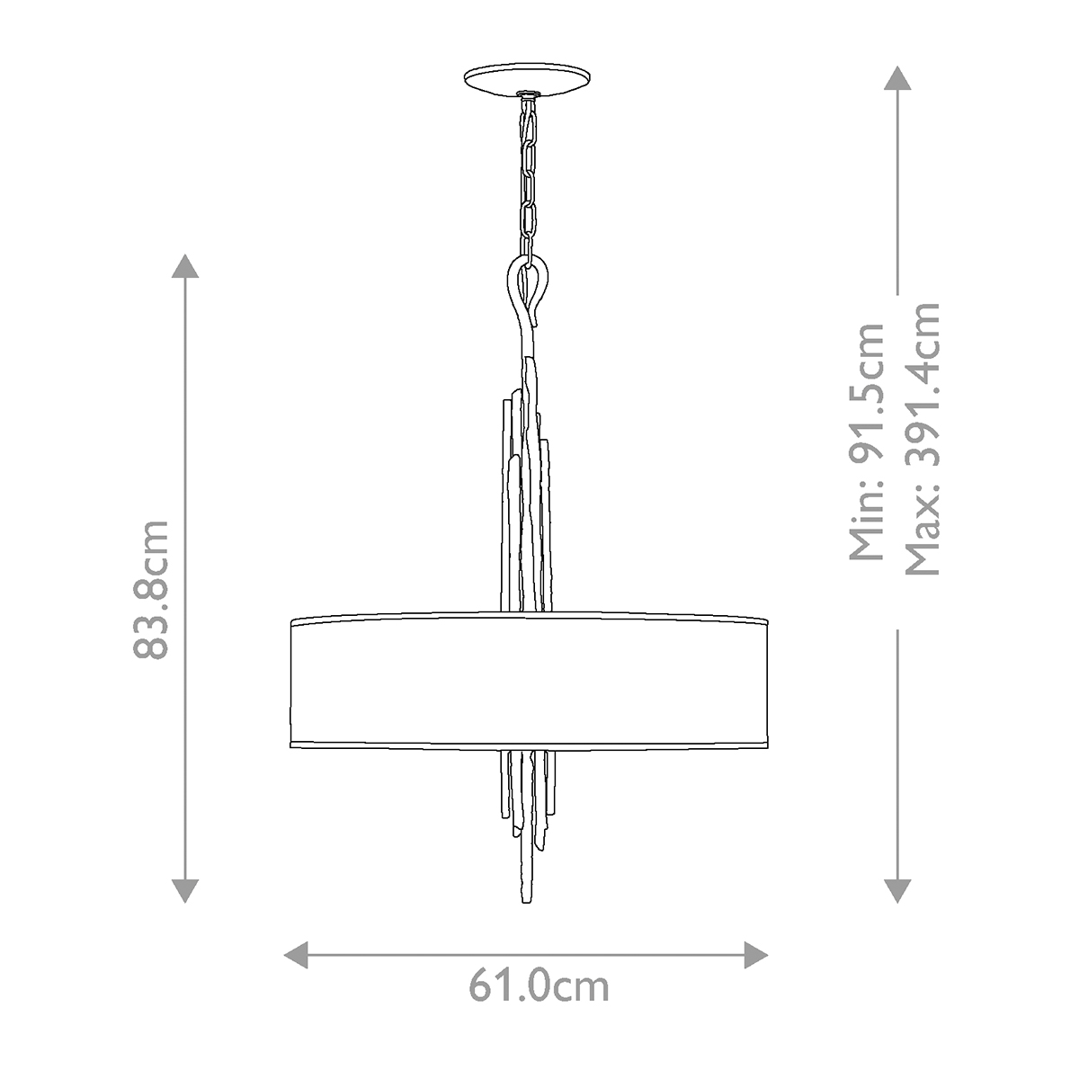 Люстра подвесная с широким белым текстильным абажуром и вертикальными декоративными элементами Hinkley в Ижевске