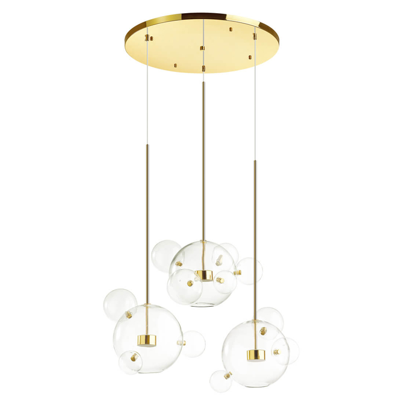 Люстра Transparent Bubble Chandelier Gold Circle Глянцевое золото Прозрачный в Ижевске | Loft Concept 