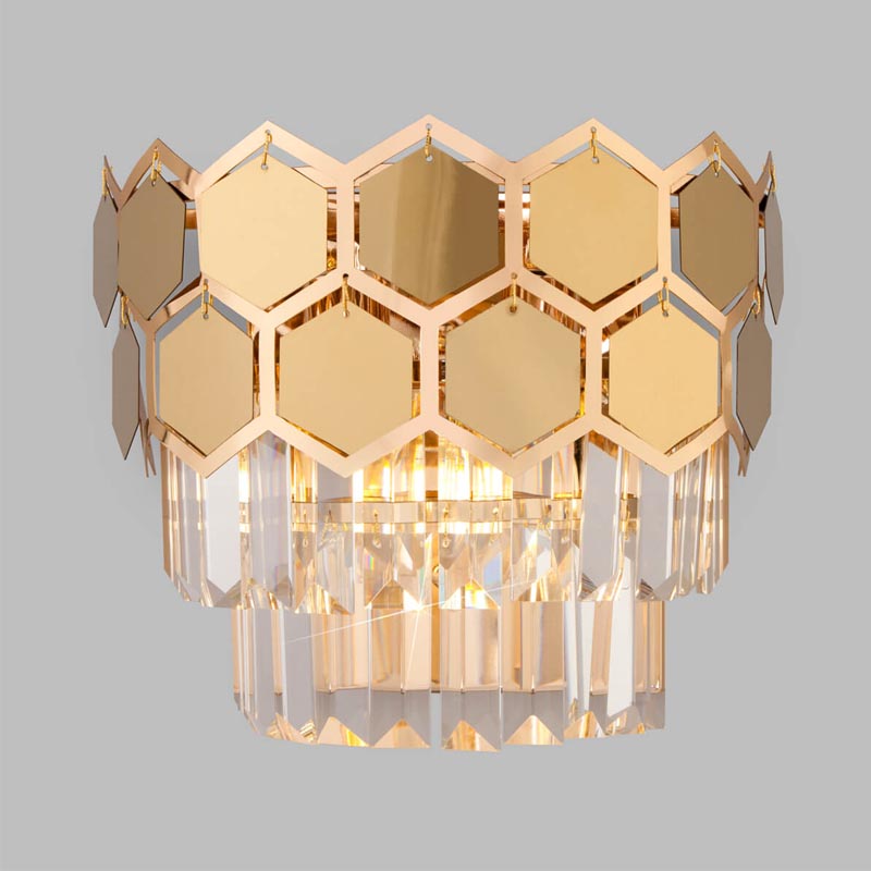 Бра Hanging Hexagon Moira Sconce gold Прозрачный (Transparent) Золотой в Ижевске | Loft Concept 