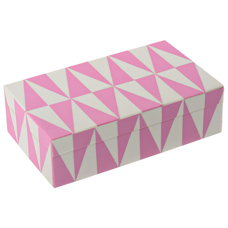 Шкатулка Pink Triangles Bone Inlay Box Розовый Белый в Ижевске | Loft Concept 