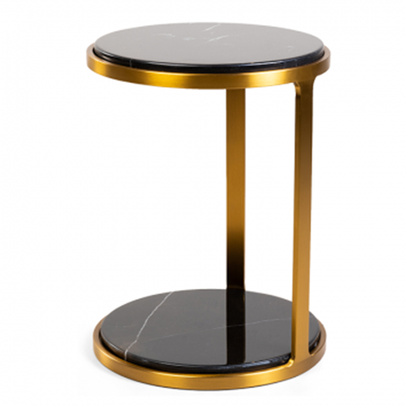 Приставной стол Viorel Marble Side Table Черный Мрамор Nero Глянцевое золото в Ижевске | Loft Concept 