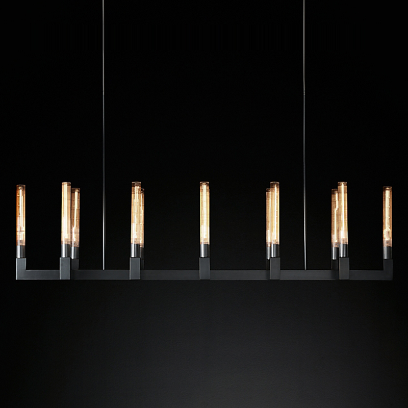 Люстра RH CANELLE Linear Chandelier 12 Modern Black Черный матовый в Ижевске | Loft Concept 