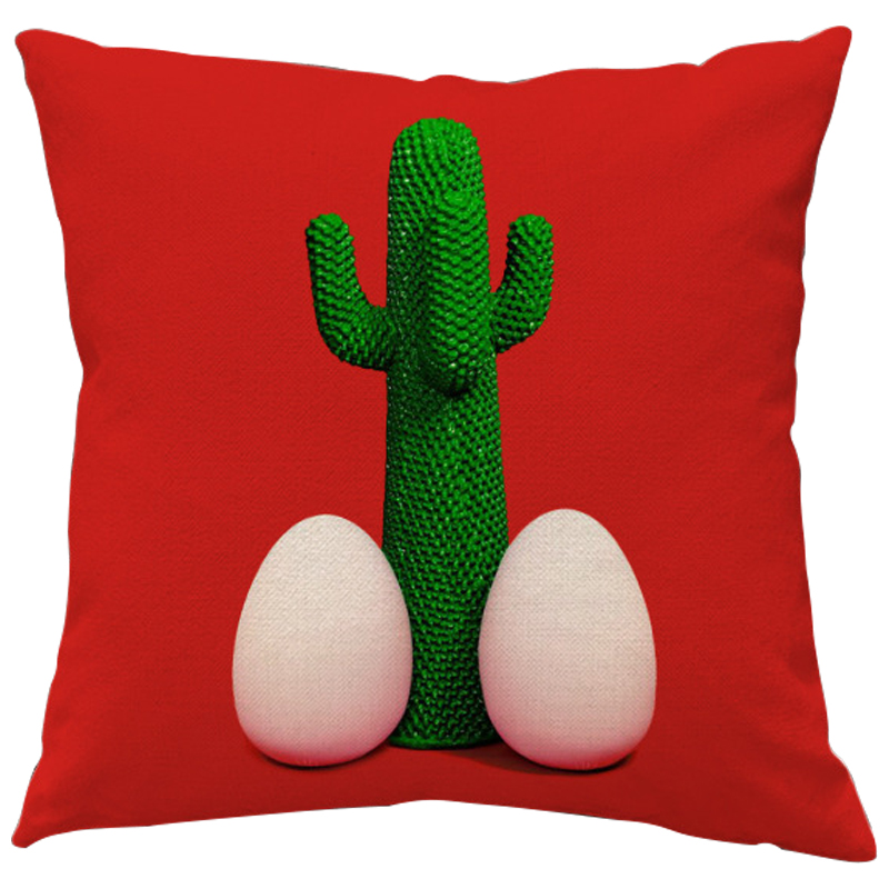 Декоративная подушка Seletti Cushion God Cactus Красный Зеленый Белый в Ижевске | Loft Concept 