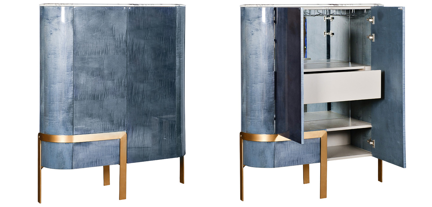 Шкаф в стиле арт-деко Aberforth Cabinet Синий перламутр - фото