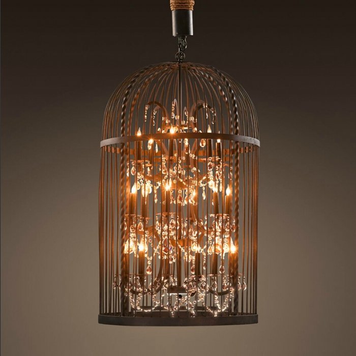 Люстра Steampunk Birdcage Chandelier Искусственная бурая ржавчина Черный в Ижевске | Loft Concept 