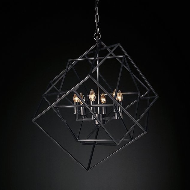 Люстра RH Caged Cubist Pendant black Черный в Ижевске | Loft Concept 