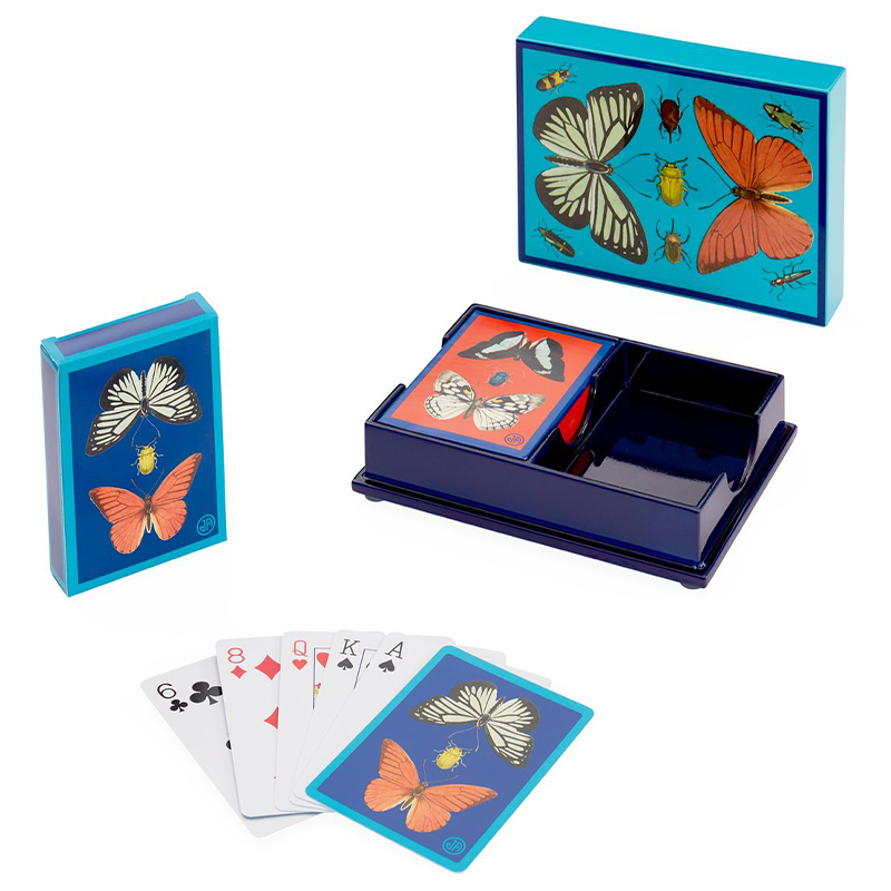 Игральные карты BOTANIST LACQUER CARD SET  Jonathan Adler Синий Голубой Мульти в Ижевске | Loft Concept 