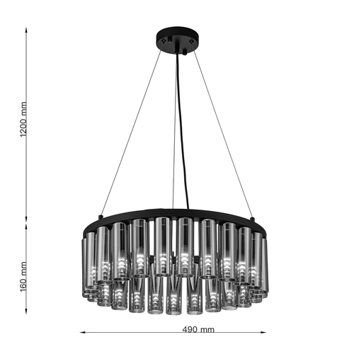 Люстра со стеклянными цилиндрическими плафонами Luminous Cylinders Smoky Round в Ижевске