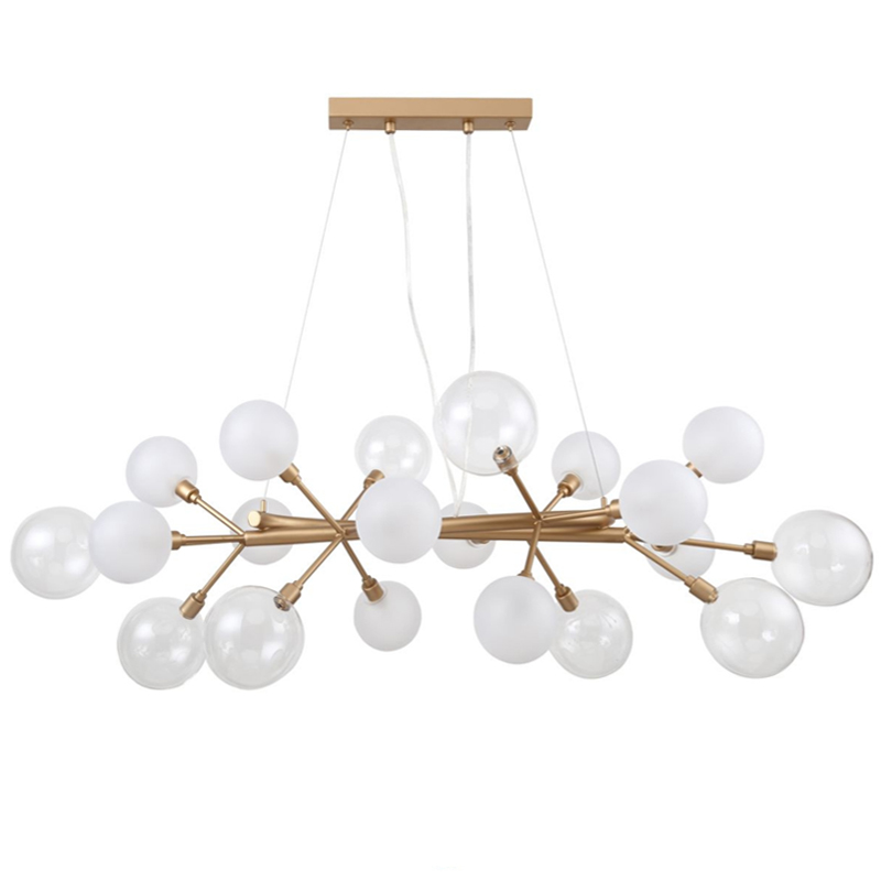 Люстра Berries Chandelier Rectangle White 100 матовое золото Прозрачный Прозрачный белый в Ижевске | Loft Concept 