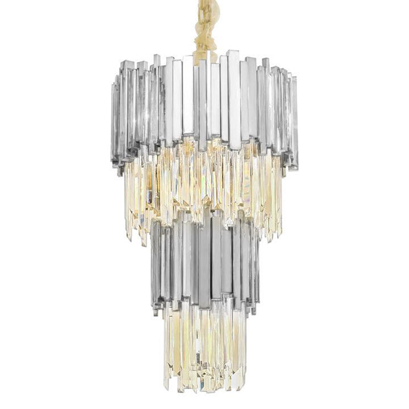 Люстра многоярусная Luxxu Modern Cascade Chandelier Silver Metal Glass 45 Серебряный Прозрачное Стекло в Ижевске | Loft Concept 