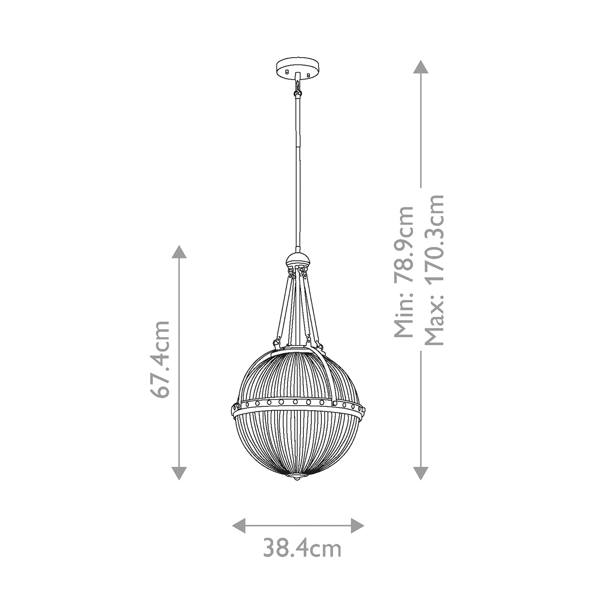 Подвесной светильник с рифленым стеклянным плафоном в форме шара Kichler в Ижевске