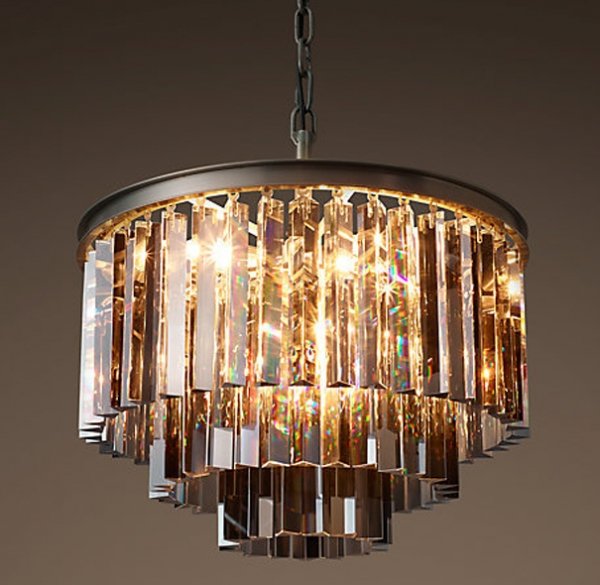 Люстра RH 1920s Odeon Smoke Glass Fringe Chandelier - 3 rings Черный в Ижевске | Loft Concept 