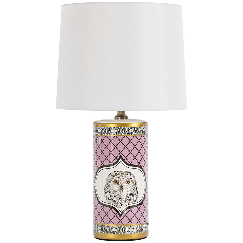 Настольная лампа Owl Collection Pink Lampshade Белый Розовый Черно-белый Золотой в Ижевске | Loft Concept 