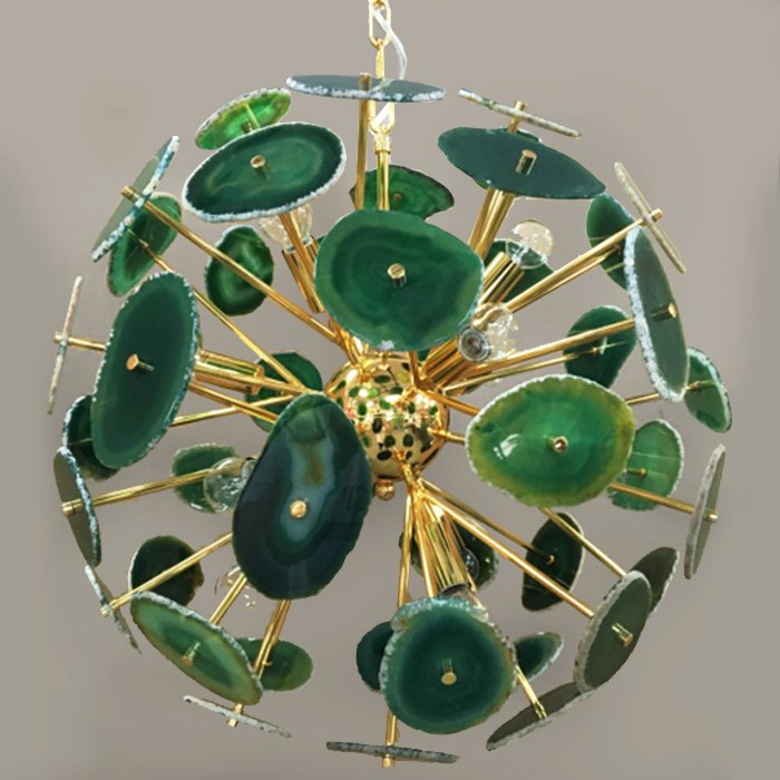 Люстра Agate Burst Chandelier Green Зеленый Золотой в Ижевске | Loft Concept 