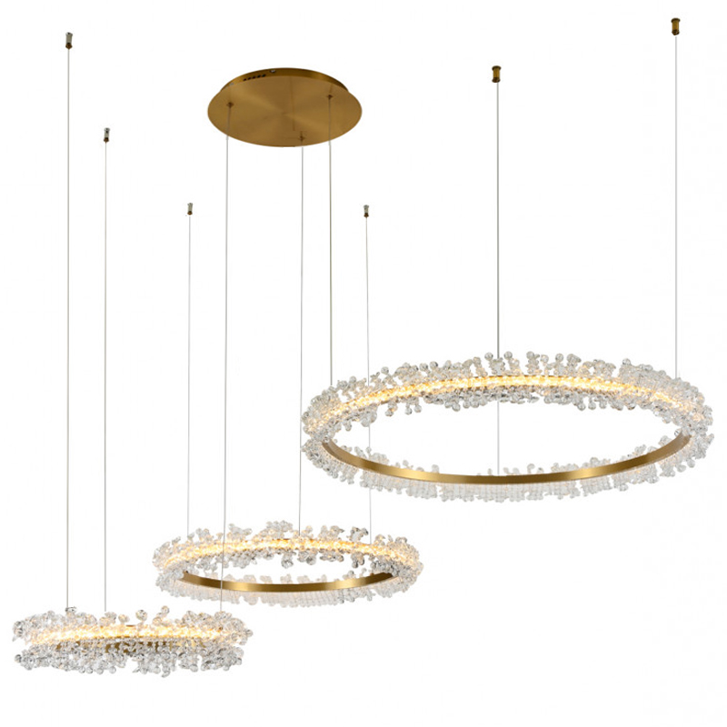 Люстра Crystal round chandelier 3 кольца Латунь Прозрачный Латунь в Ижевске | Loft Concept 