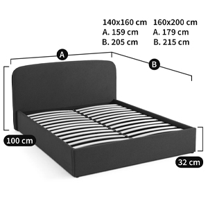 Двуспальная кровать с подъемным механизмом Mathise Bed Deep Blue в Ижевске